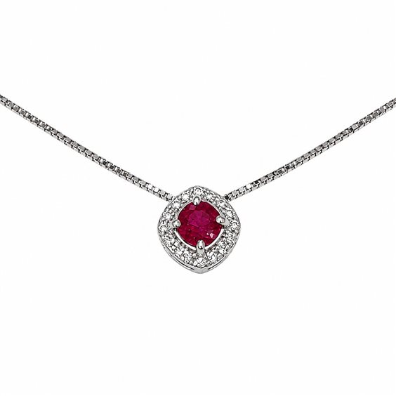 Necklace Donna Oro in White Gold Rubini+Diamanti 0.25 Ct LPR12108.004 - LPR12108.004